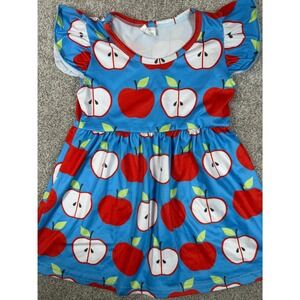 Boutique Apple Print Flutter Sleeve Dress Toddler Size 4T Back to School